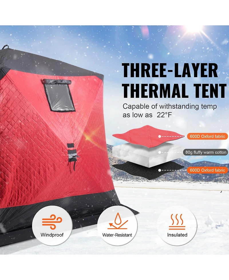 Vevor 4-6 Person Ourdoor Portable Ice Shelter Pop-Up Ice Fishing Shanty Tent