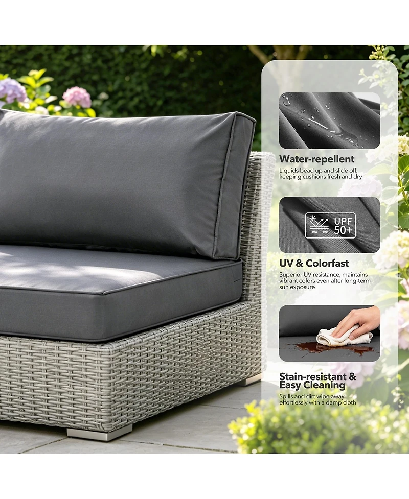 gaomon Patio Furniture Cushions Set 14-Piece,Replacement Outdoor Cushions for 6-Seat Patio Sectional,Deep Seat Cushion for Outdoor Sofa