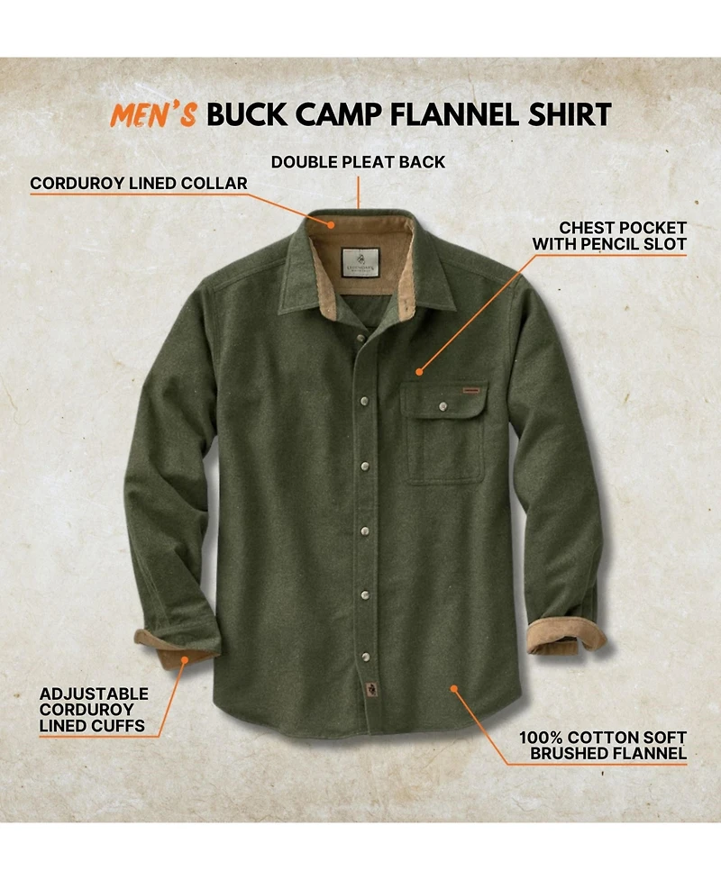 Legendary Whitetails Big & Tall Buck Camp Long Sleeve Casual Fit Button Down Shirt