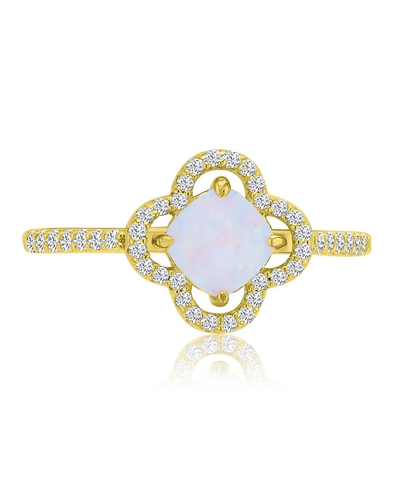 Macy's 14k Gold-Plated Opal Clover Fashion Ring