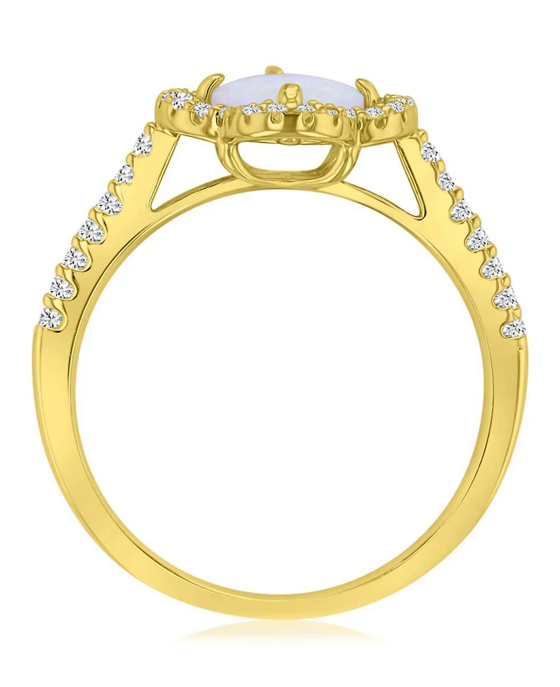 Macy's 14k Gold-Plated Opal Clover Fashion Ring