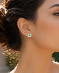 Macy's Green Classic Halo Stud Earrings