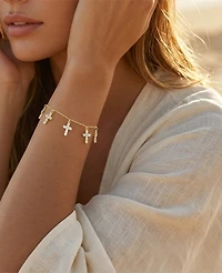 Macy's 14k Gold-Plated Slim Crystal Cross Bracelet