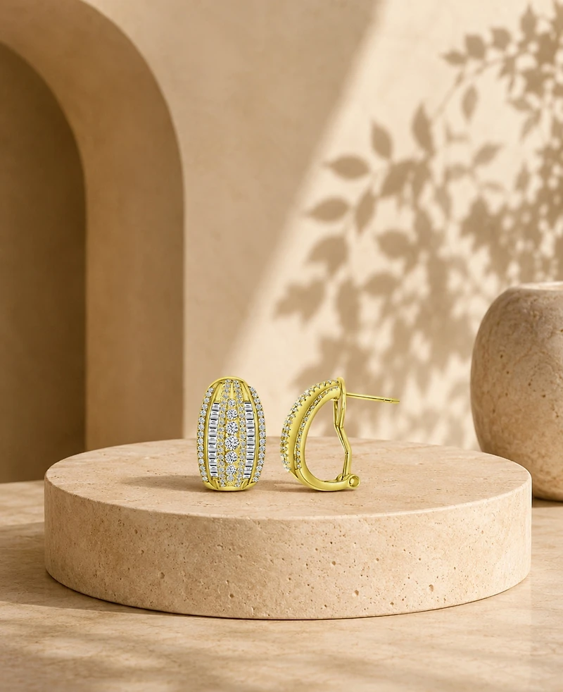 Macy's 14k Gold-Plated Omega Crystal Earrings