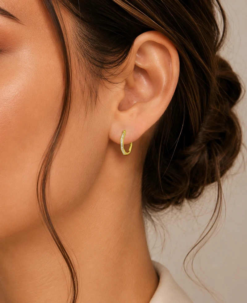 Macy's 14k Gold-Plated Thin Baguette Hoop Earrings