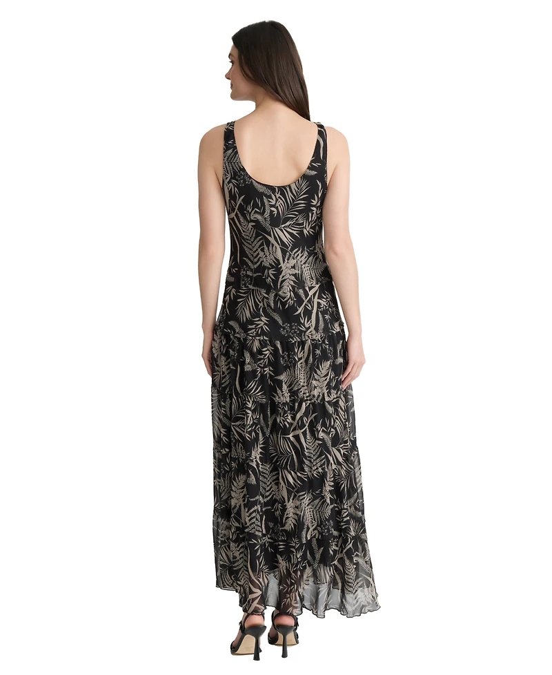 Jones New York Women's Tiered Tropical-Print Maxi Dress