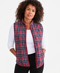 Style & Co Women's Quilted Plaid Puffer Vest, Macy's Exclusive