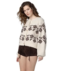 Blank Nyc Women's Floral Scoop Neck Cardigan Sweater