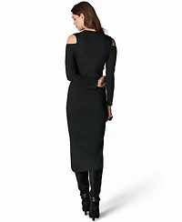 Donna Karan New York Women's Long-Sleeve Cold-Shoulder Wrap Midi Dress