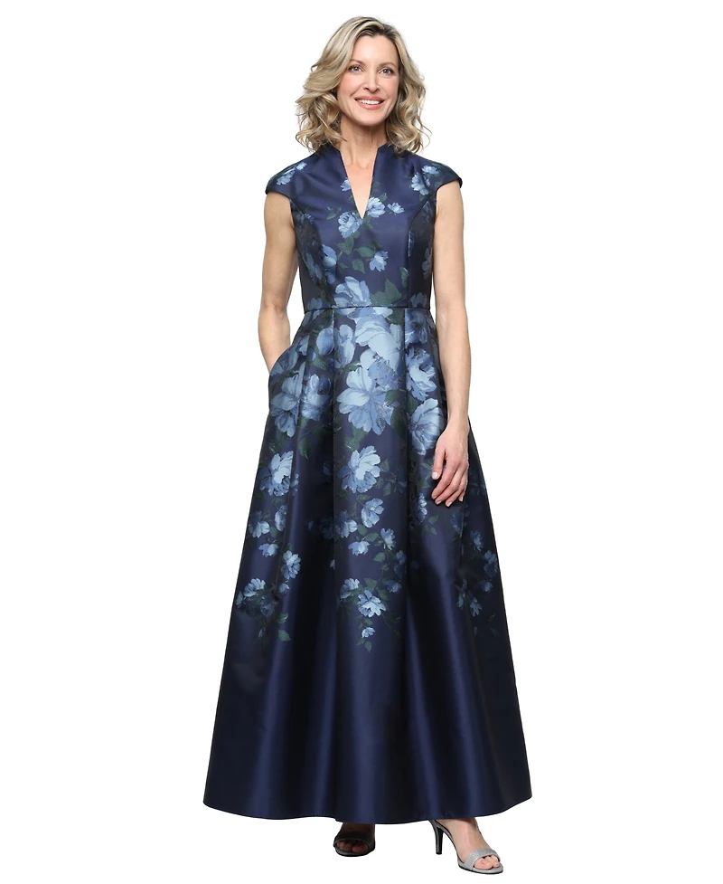 Alex Evenings Women's Long Jacquard A-Line Dress