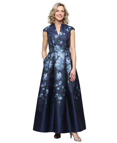 Alex Evenings Women's Long Jacquard A-Line Dress