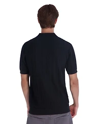 Karl Lagerfeld Paris Men's Leather Patch Quarter-Zip Polo Sweater