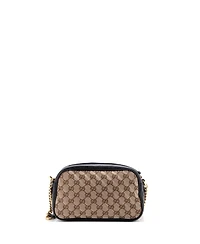 Pre-Owned Gucci Small Gg Marmont Shoulder Bag Diagonal Quilted Gg Canvas with Leather