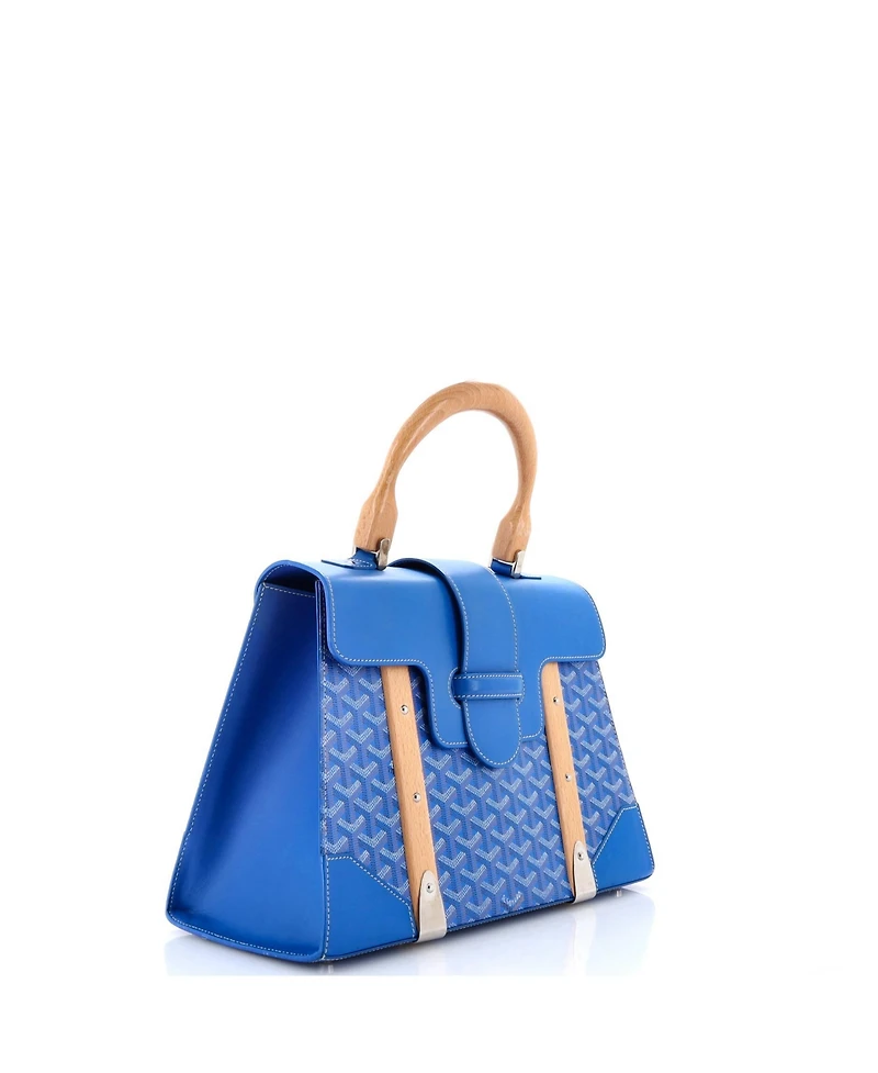 Pre-Owned Goyard Mm Saigon Top Handle Bag Coated Canvas with Leather