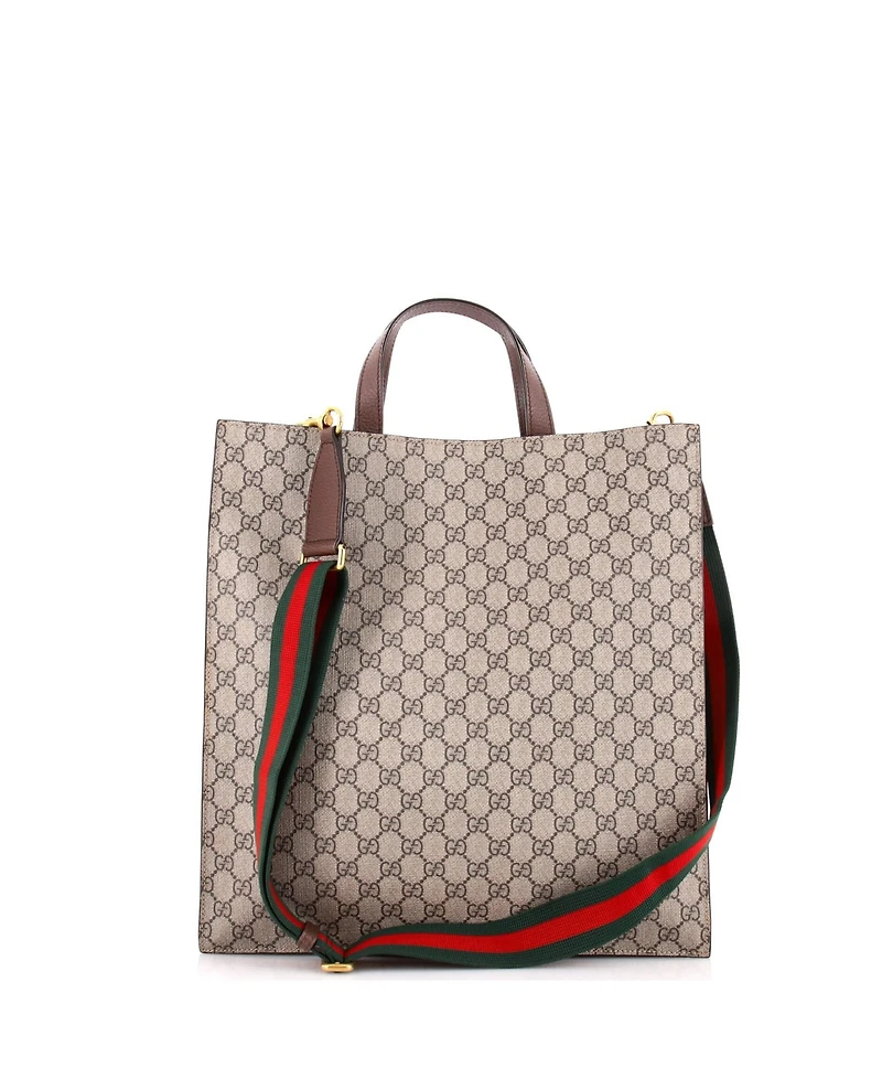 Pre-Owned Gucci North South Courrier Convertible Soft Open Tote Gg Coated Canvas with Applique