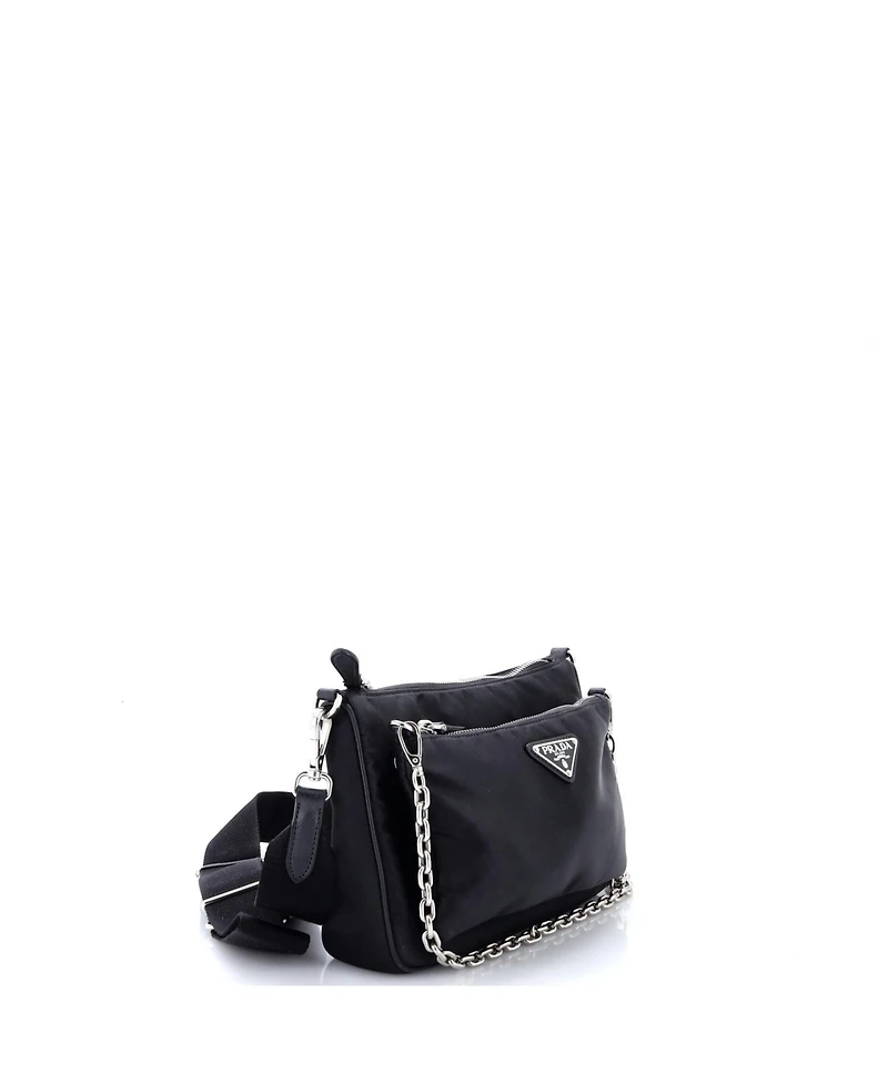 Pre-Owned Prada Small Double Pouch Convertible Crossbody Bag Tessuto