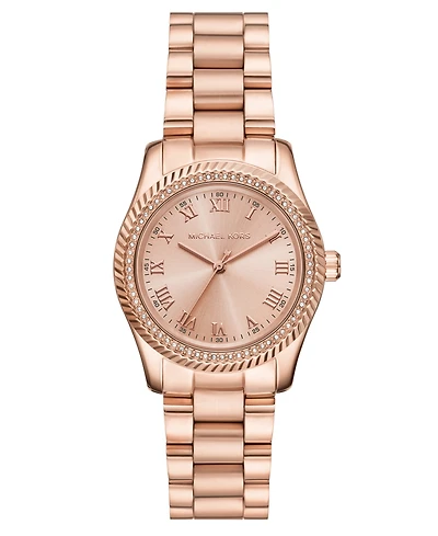 Michael Michael Kors Women's Lexington Three-Hand Rose Gold-Tone Stainless Steel Watch 33mm