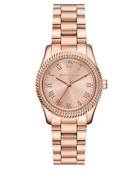 Michael Michael Kors Women's Lexington Three-Hand Rose Gold-Tone Stainless Steel Watch 33mm
