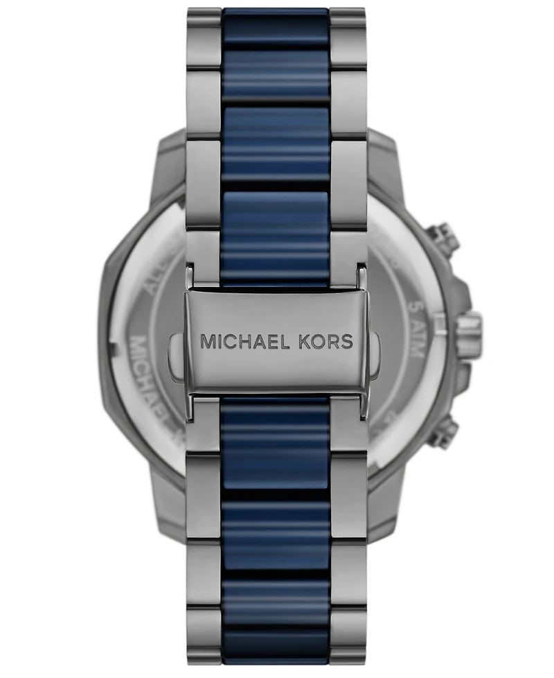 Michael Michael Kors Men's Prescott Chronograph Blue Ceramic and Gunmetal Stainless Steel Watch 44mm