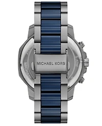 Michael Michael Kors Men's Prescott Chronograph Blue Ceramic and Gunmetal Stainless Steel Watch 44mm