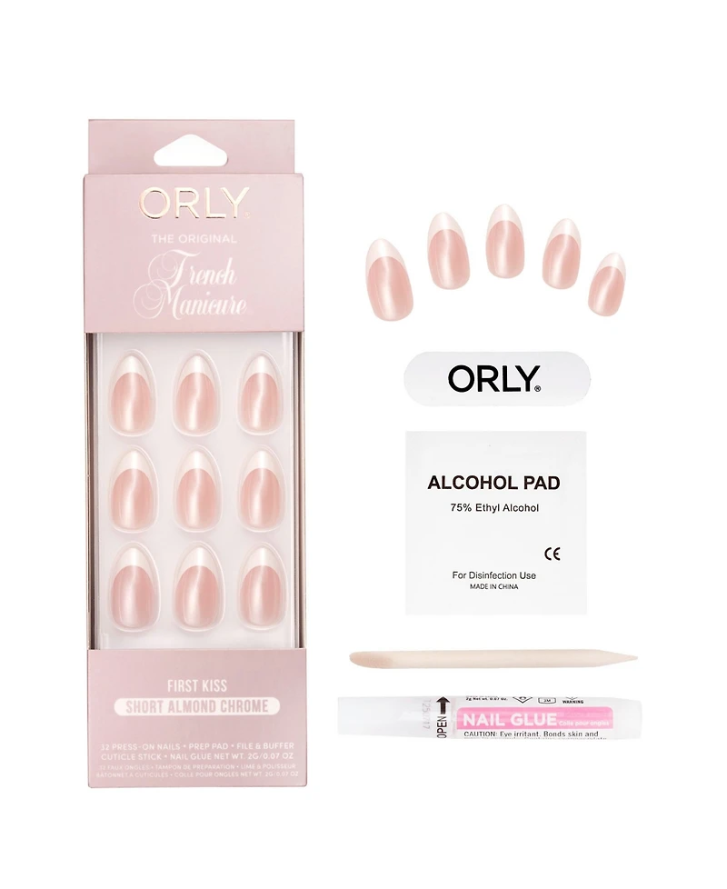 Orly First Kiss Chrome French Manicure Short Almond Press-On Nail Set, 0.07 oz.