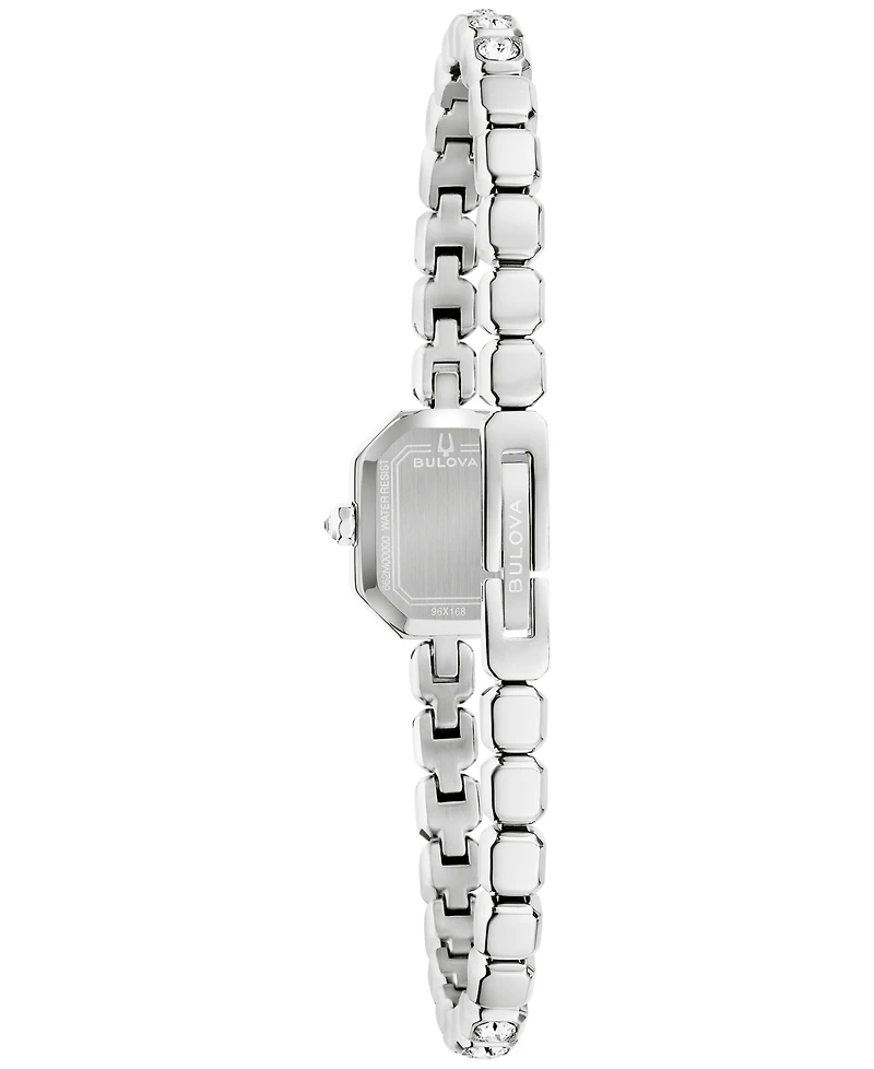 Bulova Women's Box Set Crystal Silver-Tone Stainless Steel Bracelet Watch 15mm