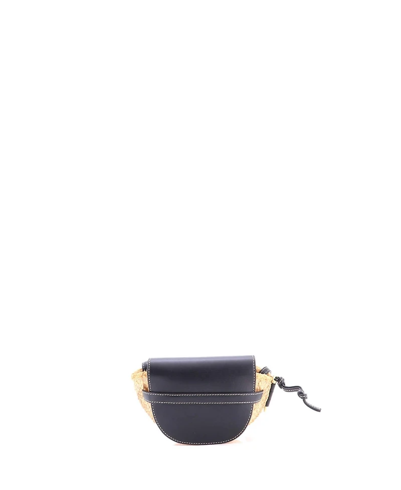 Pre-Owned Loewe Mini Gate Leather Shoulder Leather with Raffia