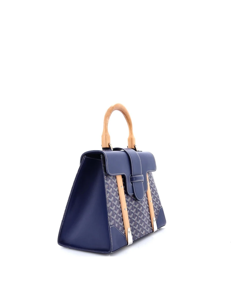 Pre-Owned Goyard Mm Saigon Top Handle Bag Coated Canvas with Leather