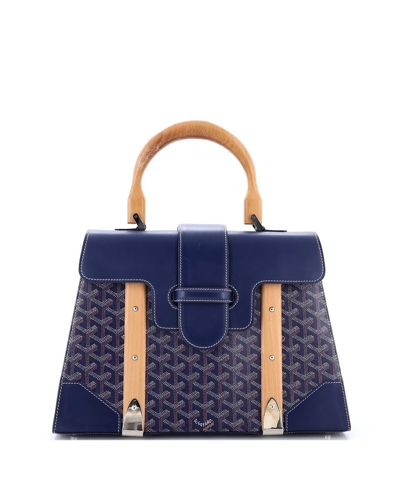 Pre-Owned Goyard Mm Saigon Top Handle Bag Coated Canvas with Leather