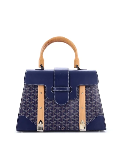 Pre-Owned Goyard Mm Saigon Top Handle Bag Coated Canvas with Leather
