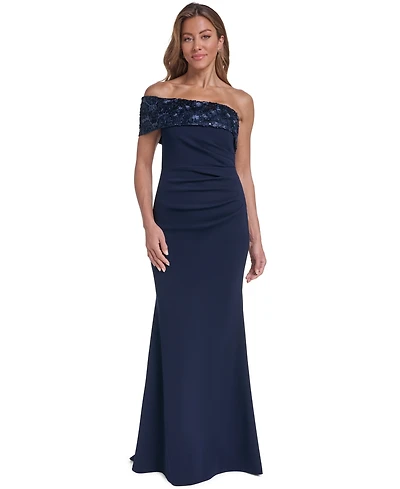 Eliza J Women's Off-the-Shoulder Side-Tuck Long Dress