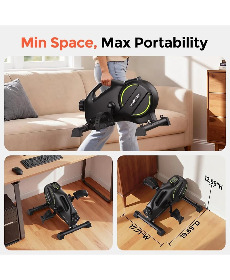 Fed Fitness Magnetic Resistance Under Desk Bike, Bluetooth App Mini Pedal Exerciser, Sitting Leg Workout Machine for Office Workers and Seniors