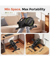 Fed Fitness Magnetic Resistance Under Desk Bike, Bluetooth App Mini Pedal Exerciser, Sitting Leg Workout Machine for Office Workers and Seniors