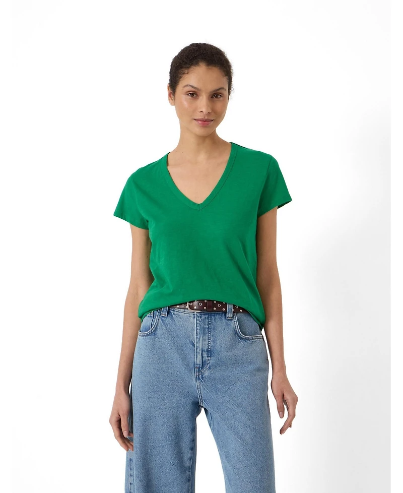 Hush Women's Slim Fit Slub Cotton V-Neck T-Shirt