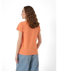 Hush Women's Slim Fit Slub Cotton V-Neck T-Shirt