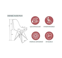 LeisureMod Cresco Acrylic Dining Chair, Modern Chrome Eiffel Base and Curved Back Design, Ergonomic Lightweight Accent Side Chair