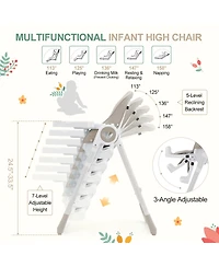 homfan 39.4L x 21.3W x 28H in Toddler High Chair with Removable Tray and Safety Harness, Baby Booster Seat for Dining Room Kitchen