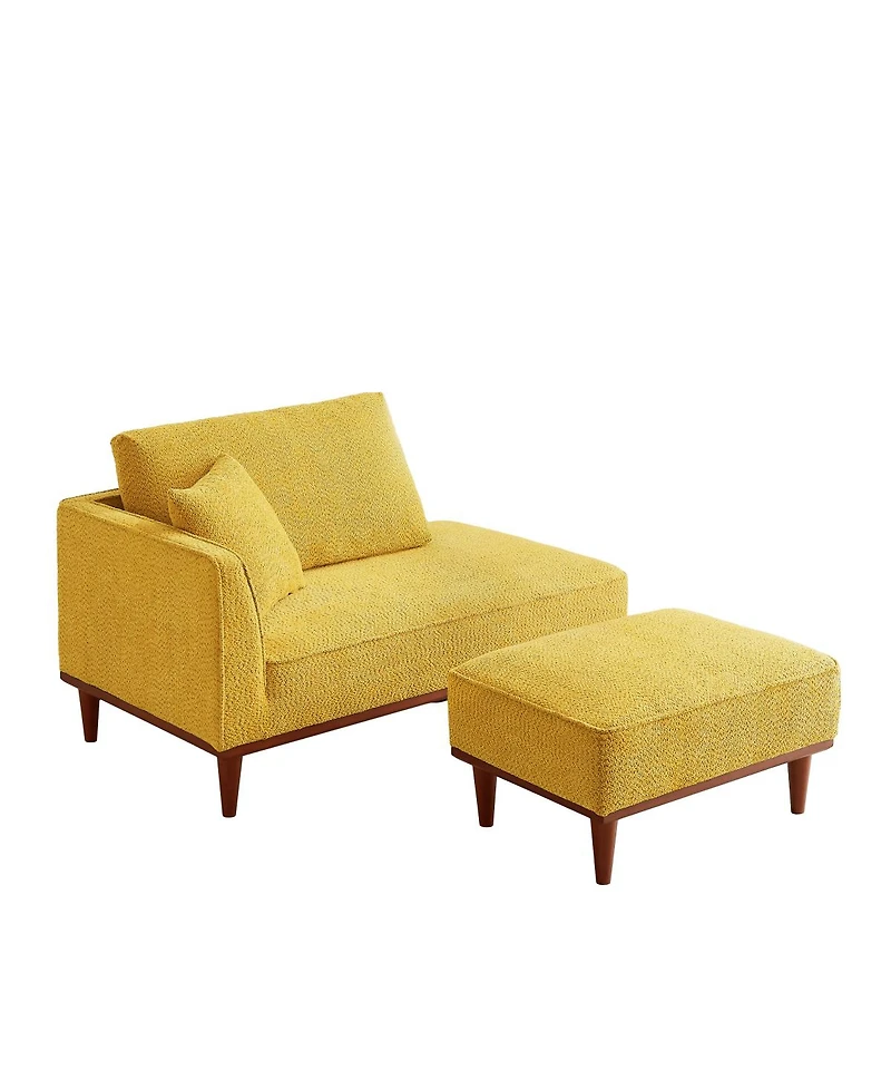 Streamdale Furniture Upholstered Chaise Lounge and Stool for Living Room Bedroom