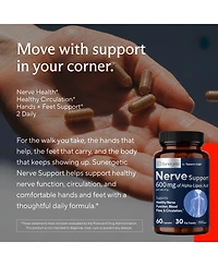 Sunergetic Nerve Support Capsules with Alpha Lipoic Acid, Benfotiamine and B Vitamins, Vegetarian, 60 Count