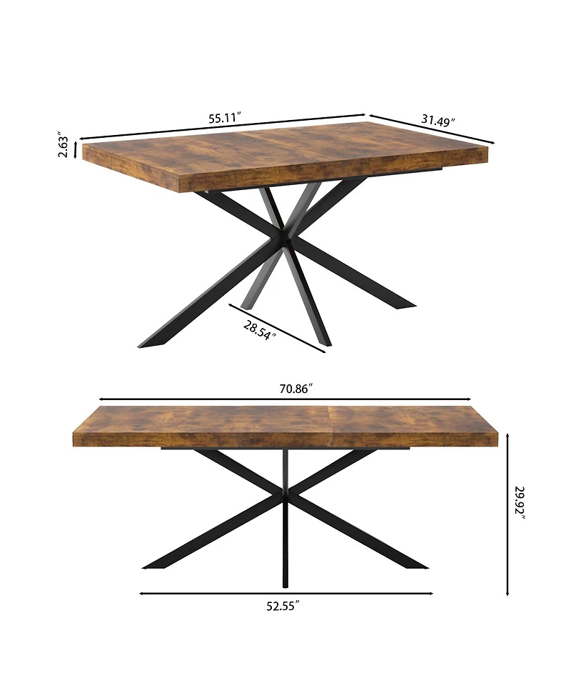 Streamdale Furniture Retro Rectangular Extendable Dining Table with Storage