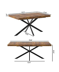 Streamdale Furniture Retro Rectangular Extendable Dining Table with Storage