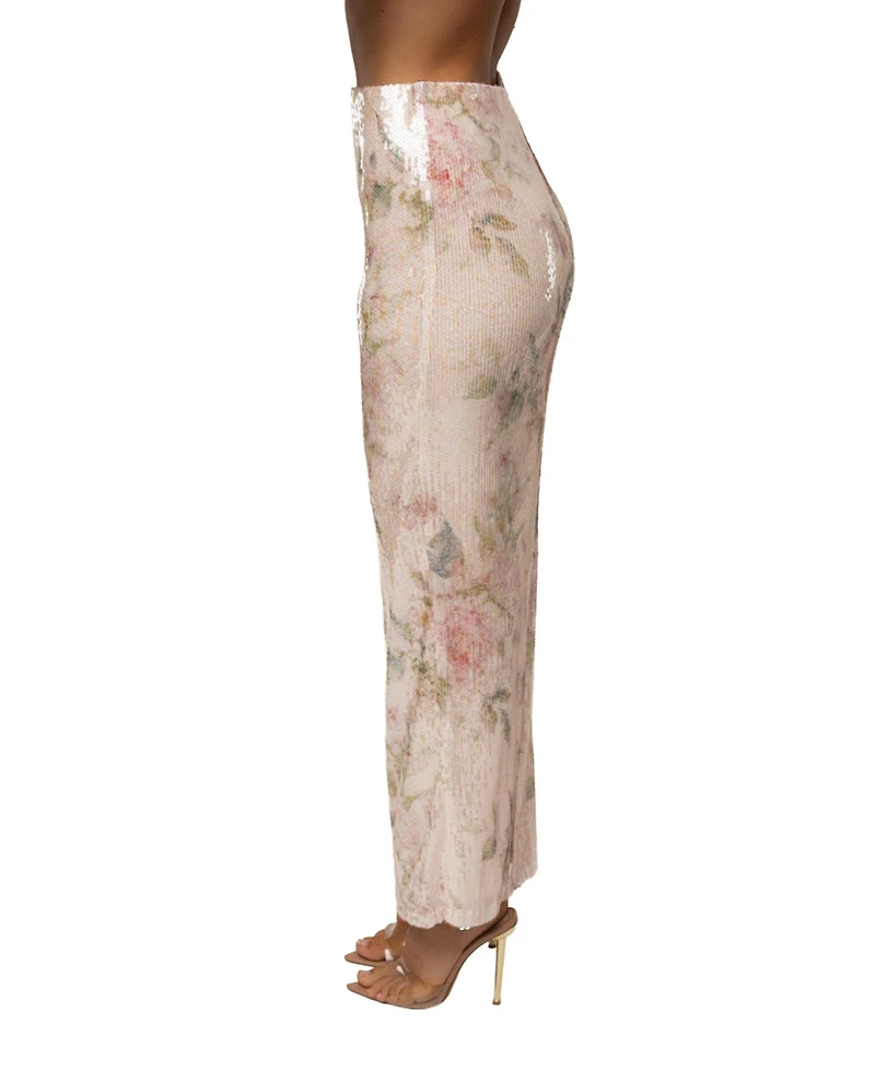 Jluxlabel Women's High-Waisted Floral Villa Nights Sequin Skirt