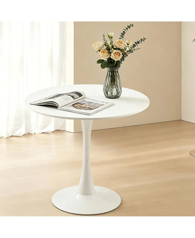 Streamdale Furniture 31.5" Modern Round Mdf Dining Table with Matte Iron Base