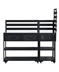 Streamdale Furniture 62.3'' Solid Wood Patio Kitchen Island With Stainless Steel Top