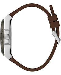 Guess Men's Quartz Brown Silicone Strap Watch 44mm