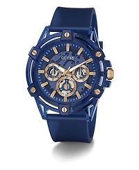 Guess Men's Quartz Blue Silicone Strap Watch 48mm