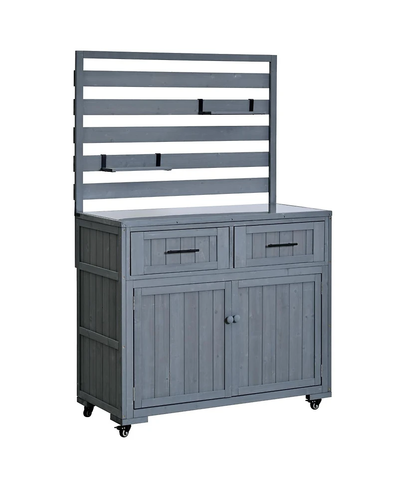 Streamdale Furniture Large Solid Wood Outdoor Kitchen Island And Grill Prep Table