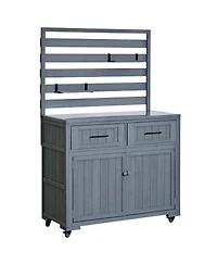 Streamdale Furniture Large Solid Wood Outdoor Kitchen Island And Grill Prep Table
