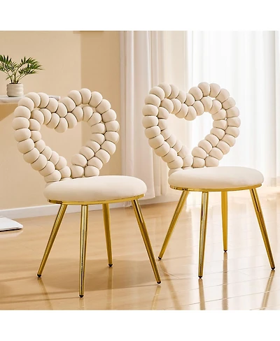 Streamdale Furniture Heart Bubble Tufted Velvet Accent Chair with Metal Frame