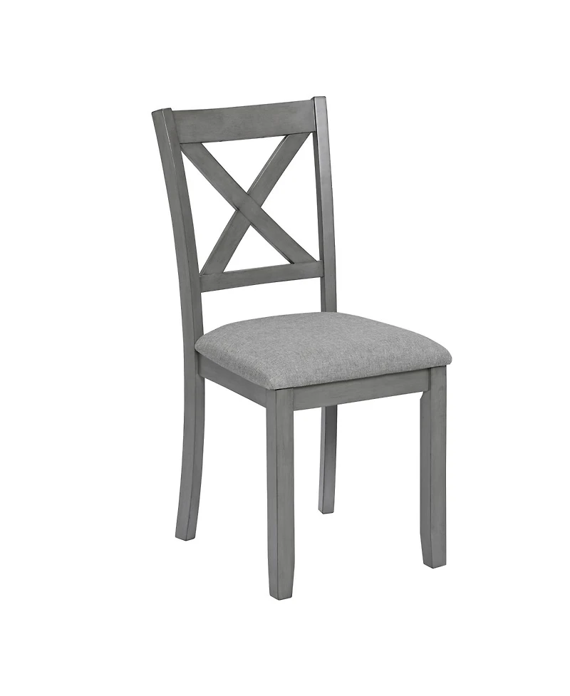 Streamdale Furniture 7-Piece Solid Wood Dining Set, 58.5 inch Table, 6 Padded Chairs